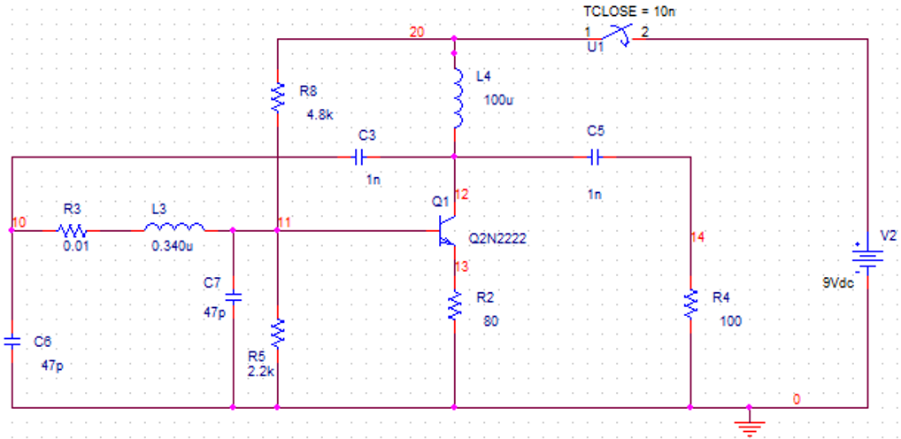 50 Mhz Pierce Oscillator met 2N2222 transistor 50 Mhz Pierce Oscillator met 2N2222 transistor